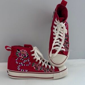 Ash Vanina Red Floral High-Top Sneakers